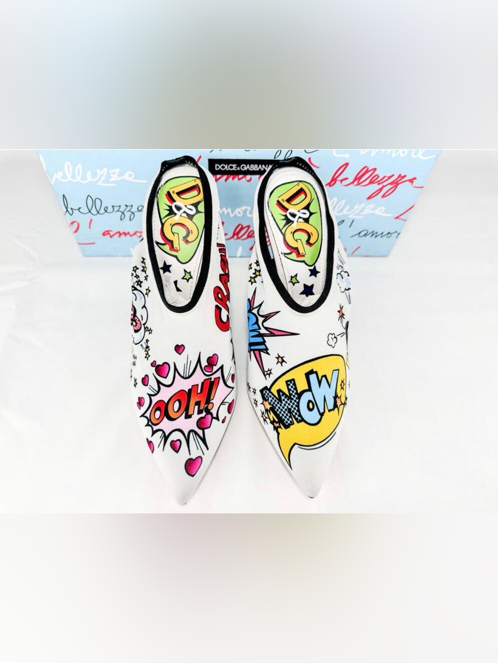 Dolce & Gabbana NWT White Pop-Art Comic Slingback Pumps. Size 39 - Picture 3 of 10